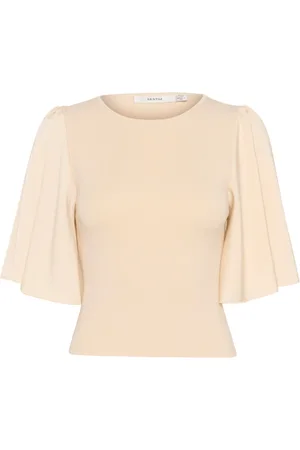 Gestuz Elegant Flounce Sleeve Top Birch
