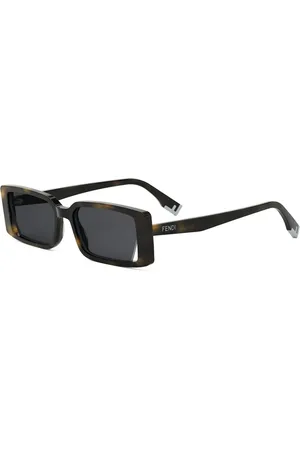Fendi Rectangular Skinny Sunglasses in Havana Grey