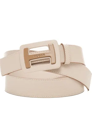 Hogan Hammer Leather Belt with Logo Buckle