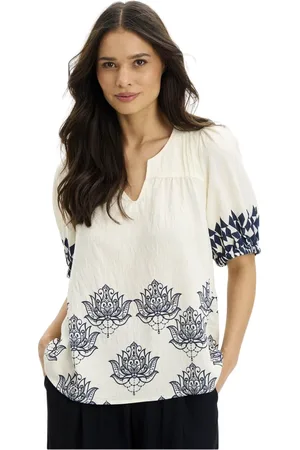 In Front Blouses, female, , L, Lotus Blouse with Embroidered Details