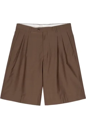 LARDINI Casual Shorts, male, , XL, Camel Wool Blend Tailored Pleated Shorts