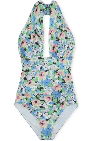 Ganni One-piece, female, , M, Floral Halterneck Swimsuit