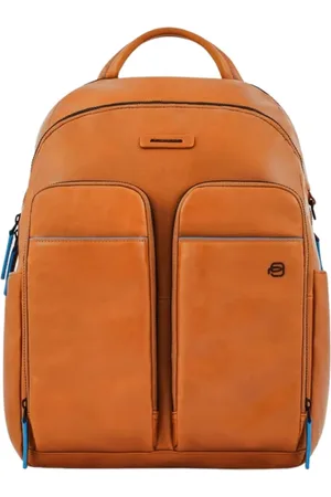 Piquadro Backpacks, male, , ONE SIZE, Brown Leather Laptop Bag with Multiple Compartments