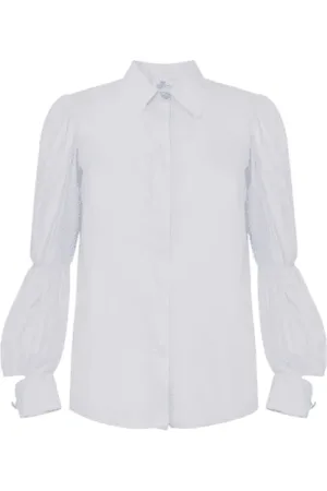 Elisabetta Franchi Cotton blouse with ruffled sleeves