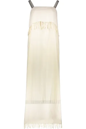 Fabiana Filippi Boho Fringed Cotton Dress with Beads