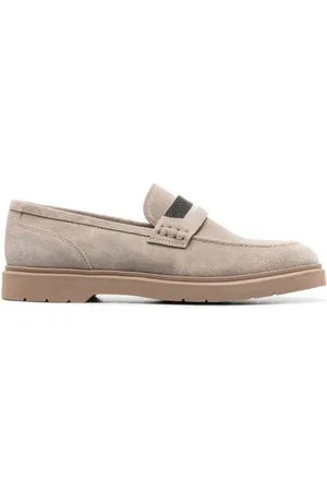 Brunello Cucinelli Loafers, female, , 7 UK, Grey Suede Bead Loafers