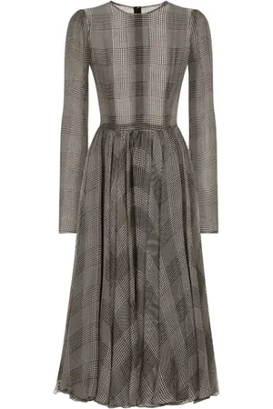 Dolce & Gabbana Check-Pattern Dress with Long Sleeves