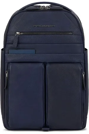 Piquadro Leather Laptop Backpack with Multiple Compartments