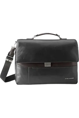 Piquadro Laptop Bags & Cases, male, , ONE SIZE, Black Leather Briefcase Document Organizer