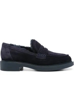 Gianvito Rossi Loafers, female, , 5 1/2 UK, Navy Suede Penny Loafers