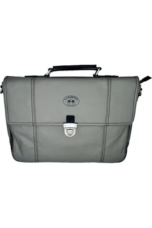 La Martina Grey Messenger Bag Briefcase Men Women
