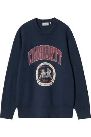 Carhartt Round-neck Knitwear, male, , M, Cotton Crew Neck Jumper with Print