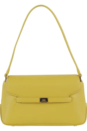 Elisabetta Franchi Curry Eco-Leather Handbag with Flap Closure