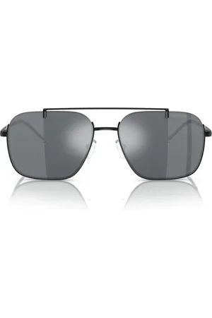 Emporio Armani Sunglasses, unisex, , 57 MM, Square Metal Sunglasses with Colored Mirrored Lenses