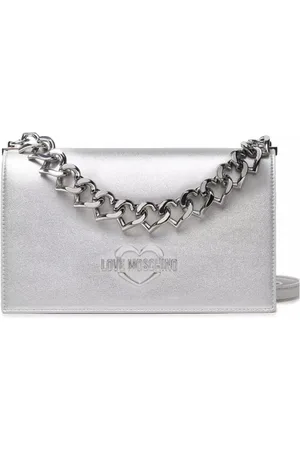 Moschino Cross Body Bags, female, , ONE SIZE, Heart Chain Handbag Pouch Shoulder Silver