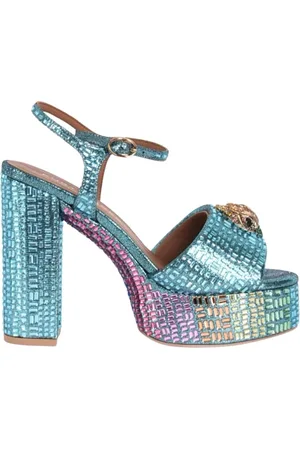 Kurt Geiger Rainbow Swirl Suede Eagle Detail Platform Sandals