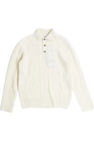 Burberry V-neck Knitwear, male, , M, Cable-Knit Polo Shirt