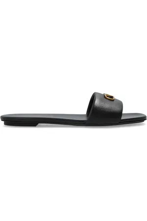 Emporio Armani Sliders, female, , 5 UK, Leather slides with logo
