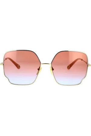 Chloé Sunglasses, female, , 60 MM, Square Oversized Sunglasses with Gold Frame