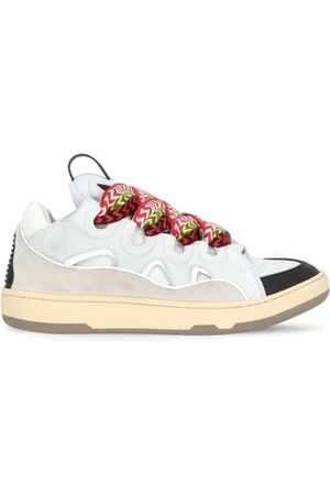 Lanvin Sneakers, male, , 2 UK, Leather Trainers with Herringbone Pattern