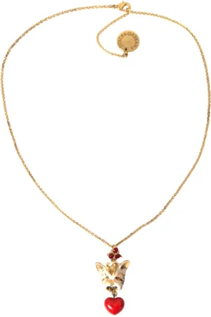 Dolce & Gabbana Necklaces, female, , ONE SIZE, Gold Heart Pendant Necklace Crystal Charm