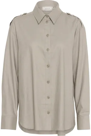 Gestuz Shirts, female, , L, Linen Shirt Blouse with Spiky Collar