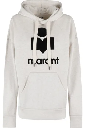 Isabel Marant Hoodies, female, , 2XS, Ecru Hoodie with Velvet Logo