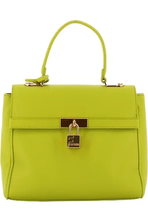 Fracomina Handbags, female, , ONE SIZE, Yellow Eco-leather Crossbody Bag with Metallic Details