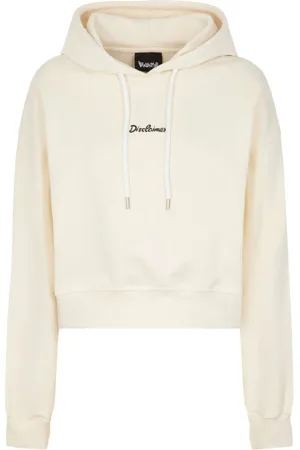 DISCLAIMER White Hooded Crop Sweatshirt