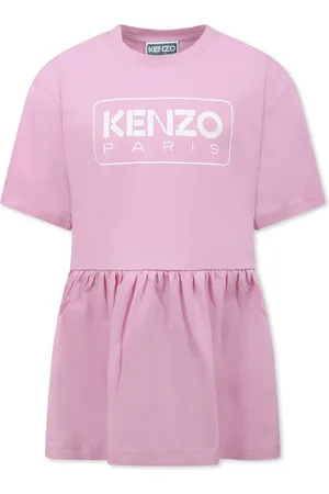 Kenzo Cotton Short-Sleeved Dress with Flounce