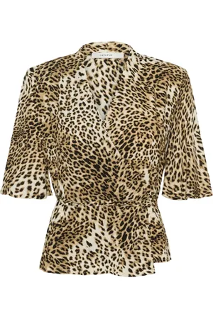 Gestuz Blouses, female, , 2XS, Leopard Print Wrap Top Blouse