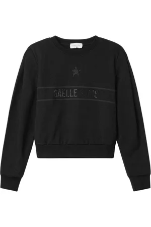 GAËLLE Sweatshirts, female, , L, Cotton T-shirt with Logo Print and Rhinestones