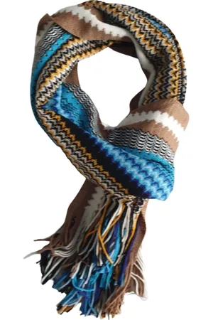 Missoni Winter Scarves, female, , ONE SIZE, Blue Geometric Wool Shawl