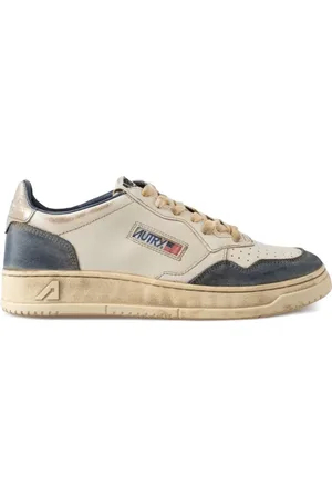 Autry White Lace-Up Trainers with Perforated Toebox