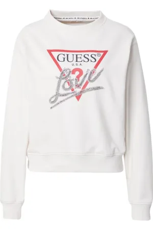 Guess Long Sleeve Cream Love Triangle Jumper