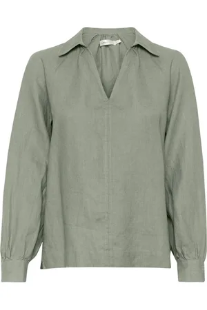 INWEAR Blouses, female, , L, Linen Blouse with V-Neck
