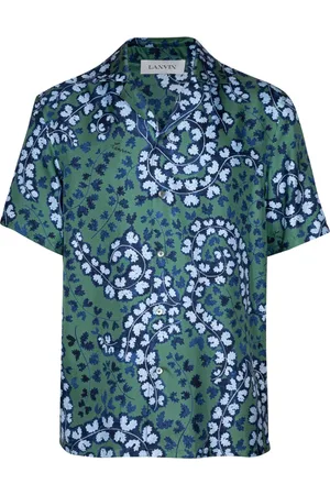 Lanvin Short Sleeve Shirts, male, , L, Floral Print Silk Shirt