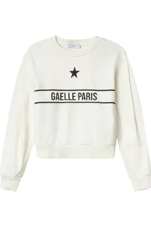 GAËLLE Sweatshirts, female, , L, Cotton T-shirt with Logo Print and Rhinestones