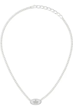 Gucci Necklaces, female, , ONE SIZE, Trademark Necklace with oval tag in sterling silver