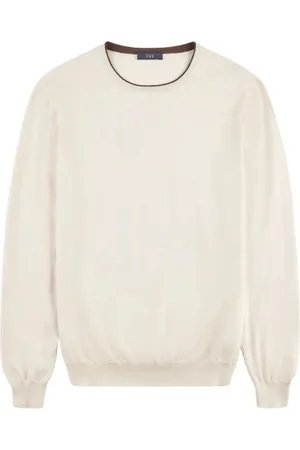 FAY Round-neck Knitwear, male, , 2XL, Round Neck Profile T-shirt Caffe