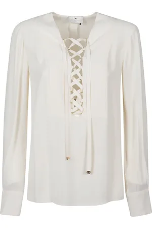 Elisabetta Franchi Blouses, female, , M, Georgette lace-up blouse