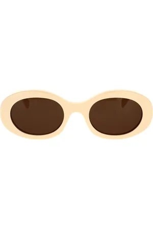 Céline Oval Sunglasses Ivory Brown Lenses