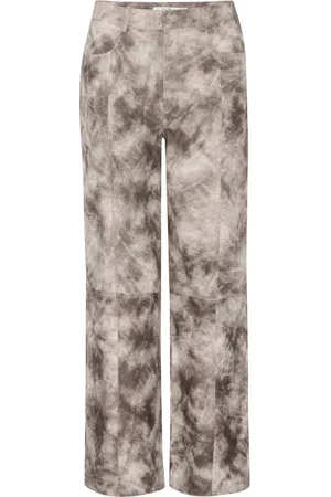 Gestuz Leather Trousers, female, , S, Vintage Grey Suede Straight-Leg Trousers