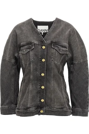 Ganni Denim V-Neck Blazer Jacket