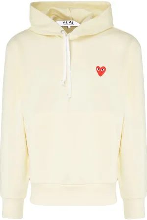 Comme des Garçons Hoodies, male, , M, Ivory Hoodie with Red Heart
