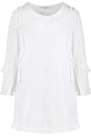 IRO Embroidered Midi Dress with Ruffle Details