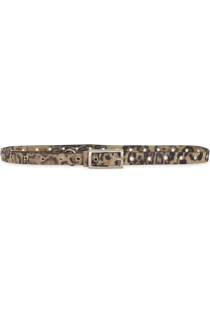 Gestuz Belts, female, , ONE SIZE, Leopard Print Leather Eyelet Belt Accessory