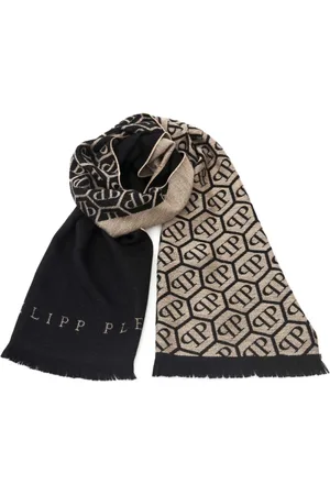 Philipp Plein Scarves, male, , ONE SIZE, Logo All Over Gray Unisex Scarf