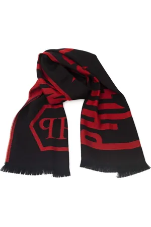 Philipp Plein Logo Scarf Red Unisex Stylish