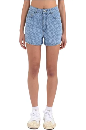 GCDS Denim Shorts, female, , W34, Denim Monogram Low Rise Shorts